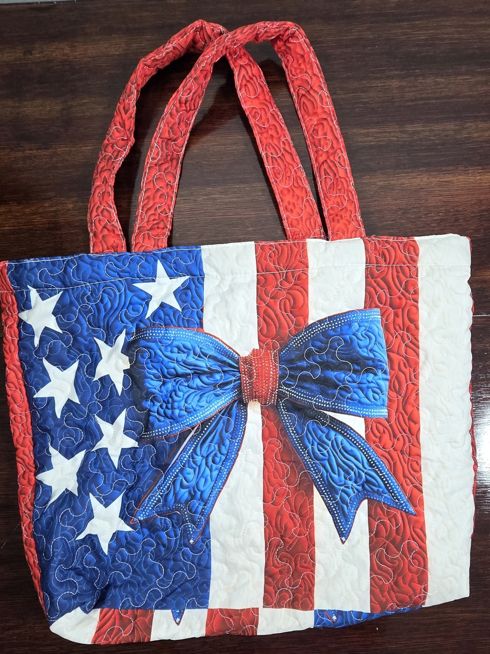 Patriotic American Flag Quilted Tote Bag – Like New